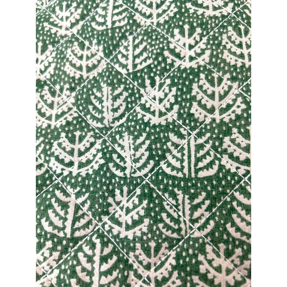 Threshold Reversible Fabric Placemats Scalloped Edge Green Maroon Set 6 NWT